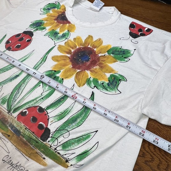 VTG Hand painted Sunflower Lady Bug Single Stitch Shirt and Shorts Set One Size - Picture 8 of 13